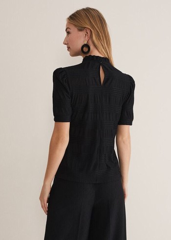 Phase Eight Samiha Textured Shirts Black Australia | OL8960251